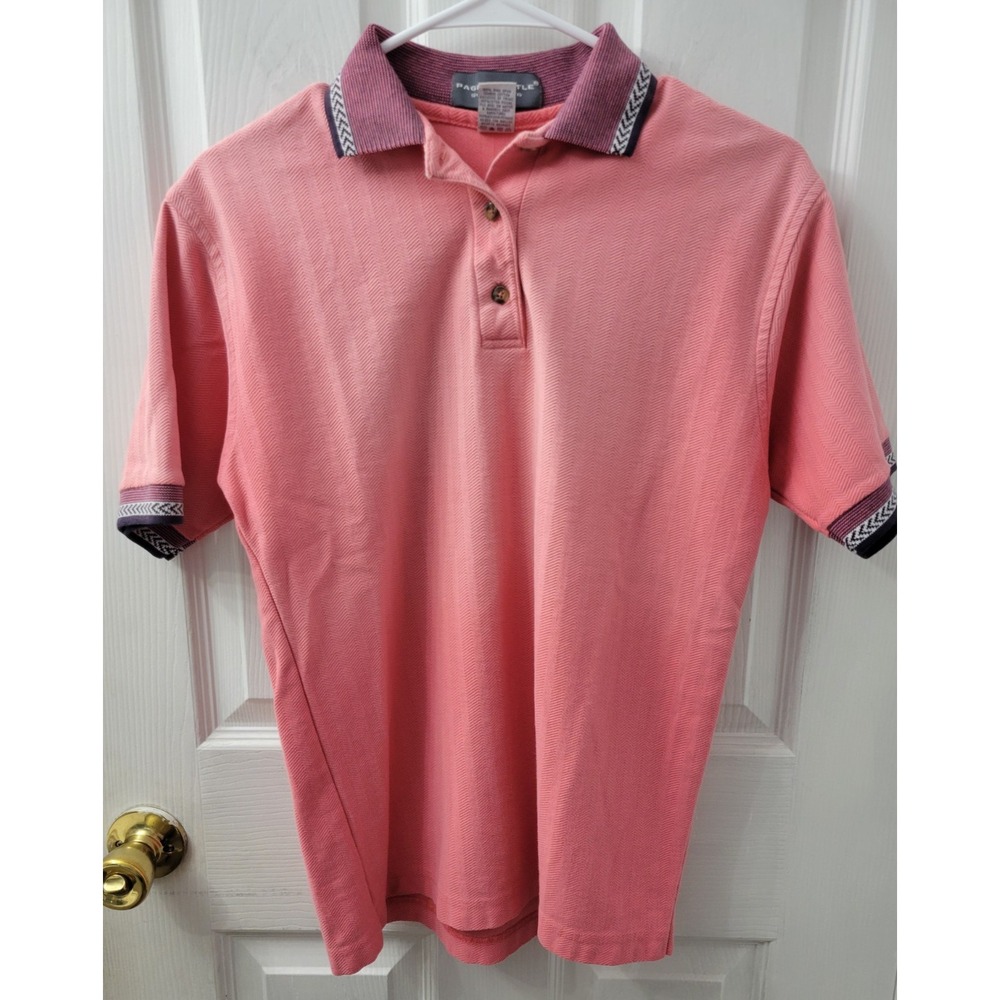 Page & Tuttle Polo Golf Shirt Womens Medium Pink Ombre 100% Ring Spun Cotton EUC